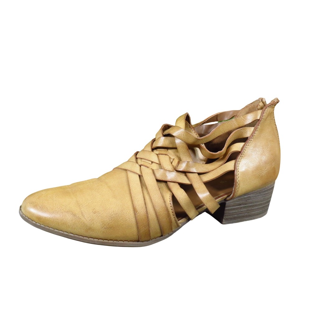 Maurices Women Strappy Caged Ankle Bootie Size 10 Fashion Tan Faux Leather